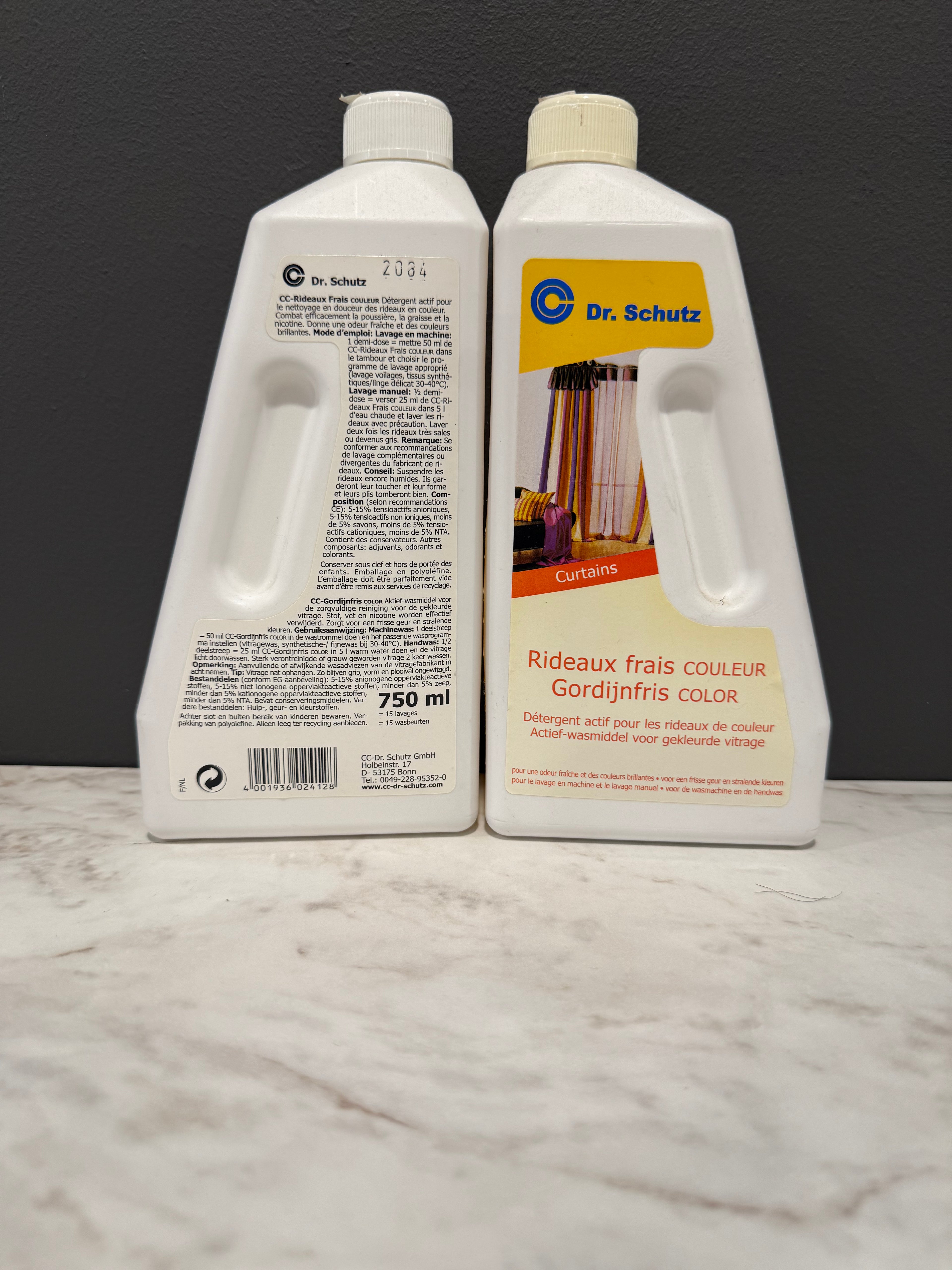 Dr. Schutz Gordijnfris Color | Wasmiddel voor Gekleurde Gordijnen | Verfrist, Reinigt & Beschermt de Kleur | 750ml