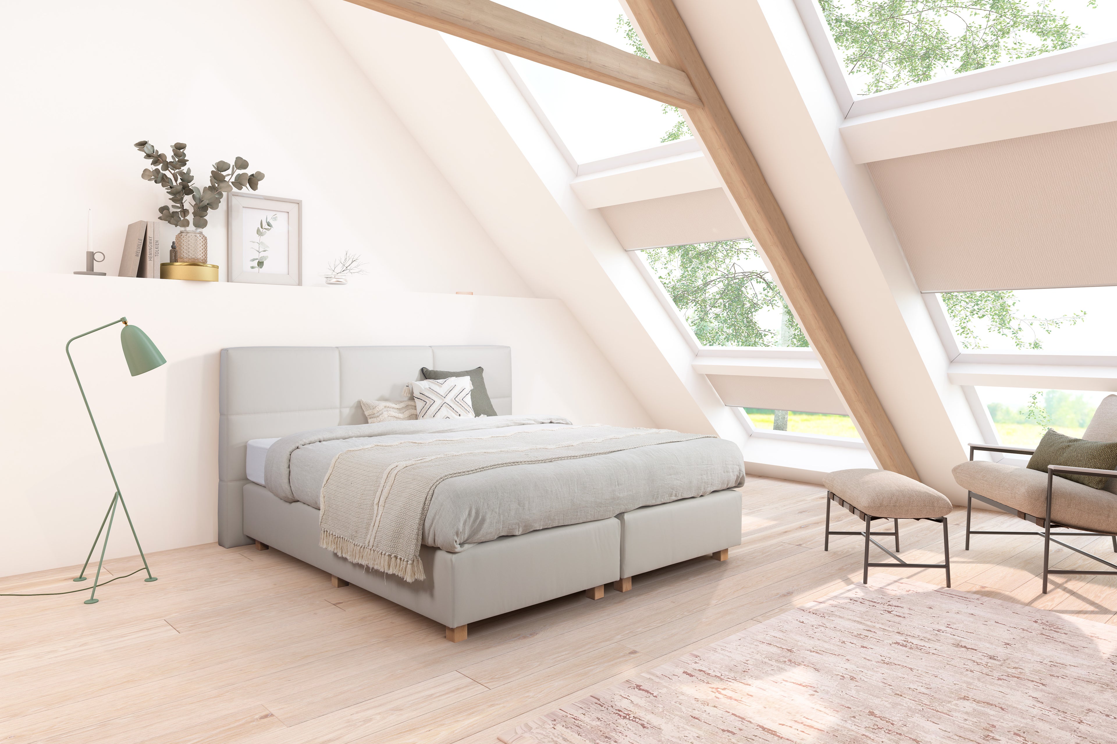 Boxspring London wave dove - Van landschoot