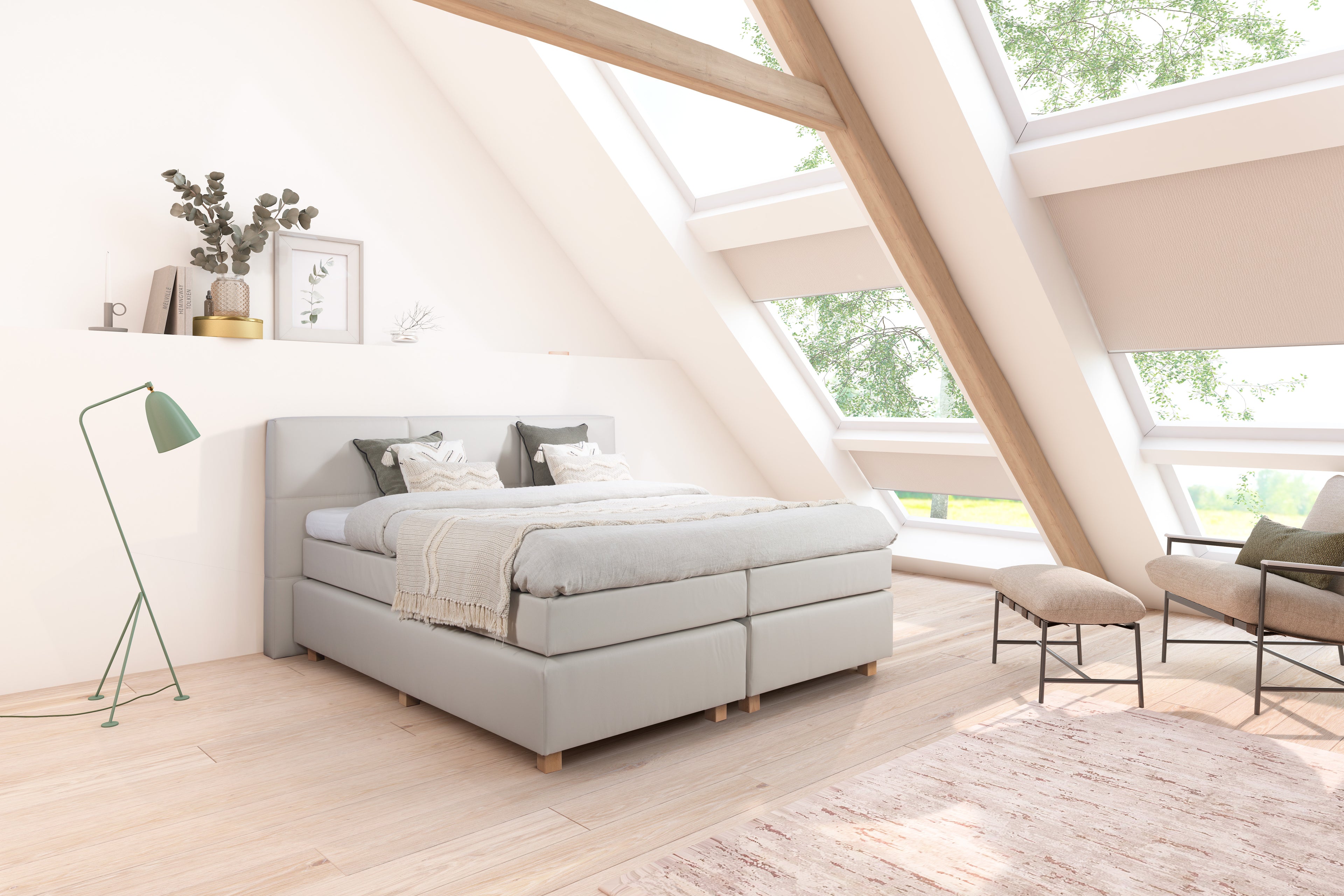 Boxspring London wave dove - Van landschoot