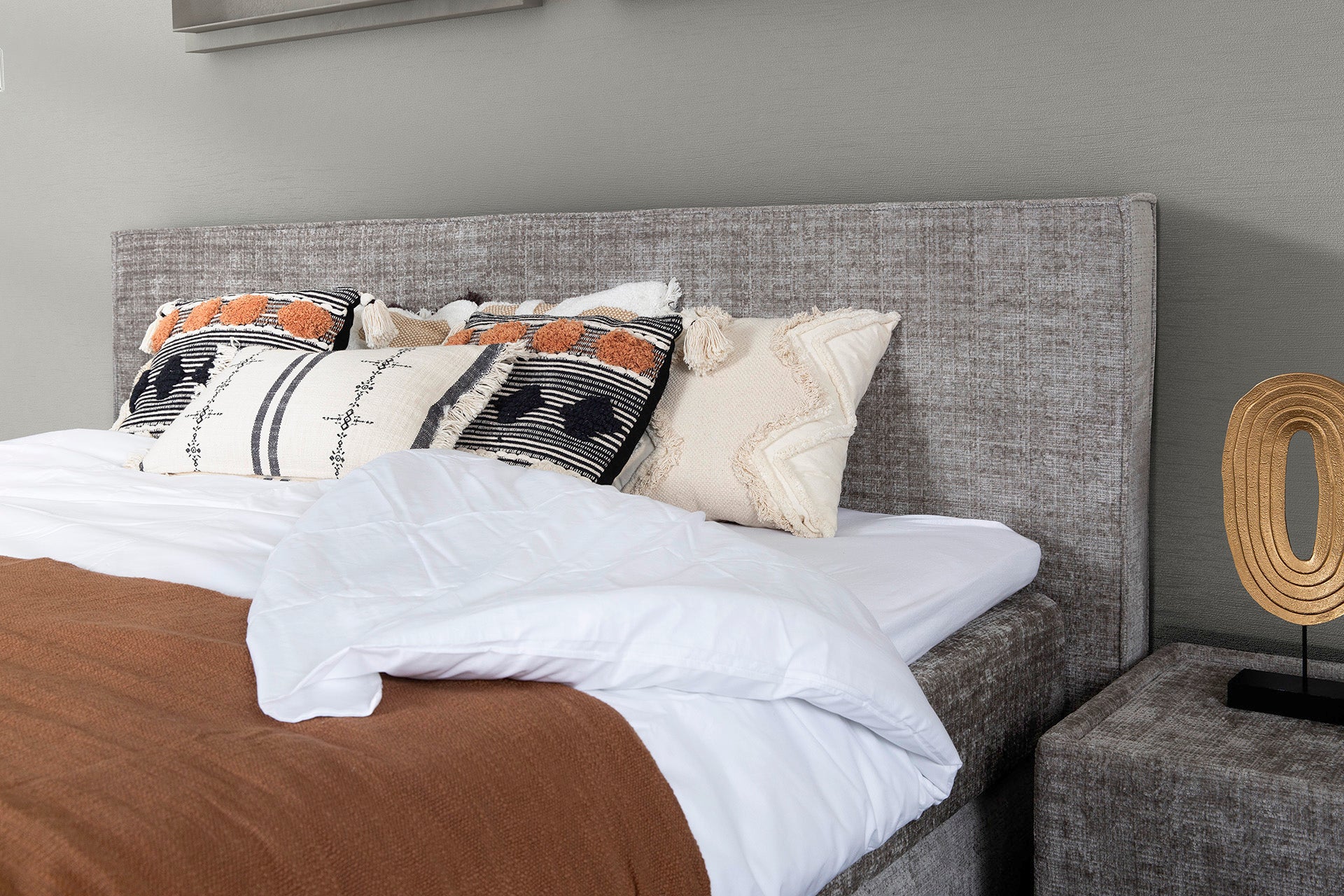 Boxspring Oskar cremona lightgrey - Van landschoot